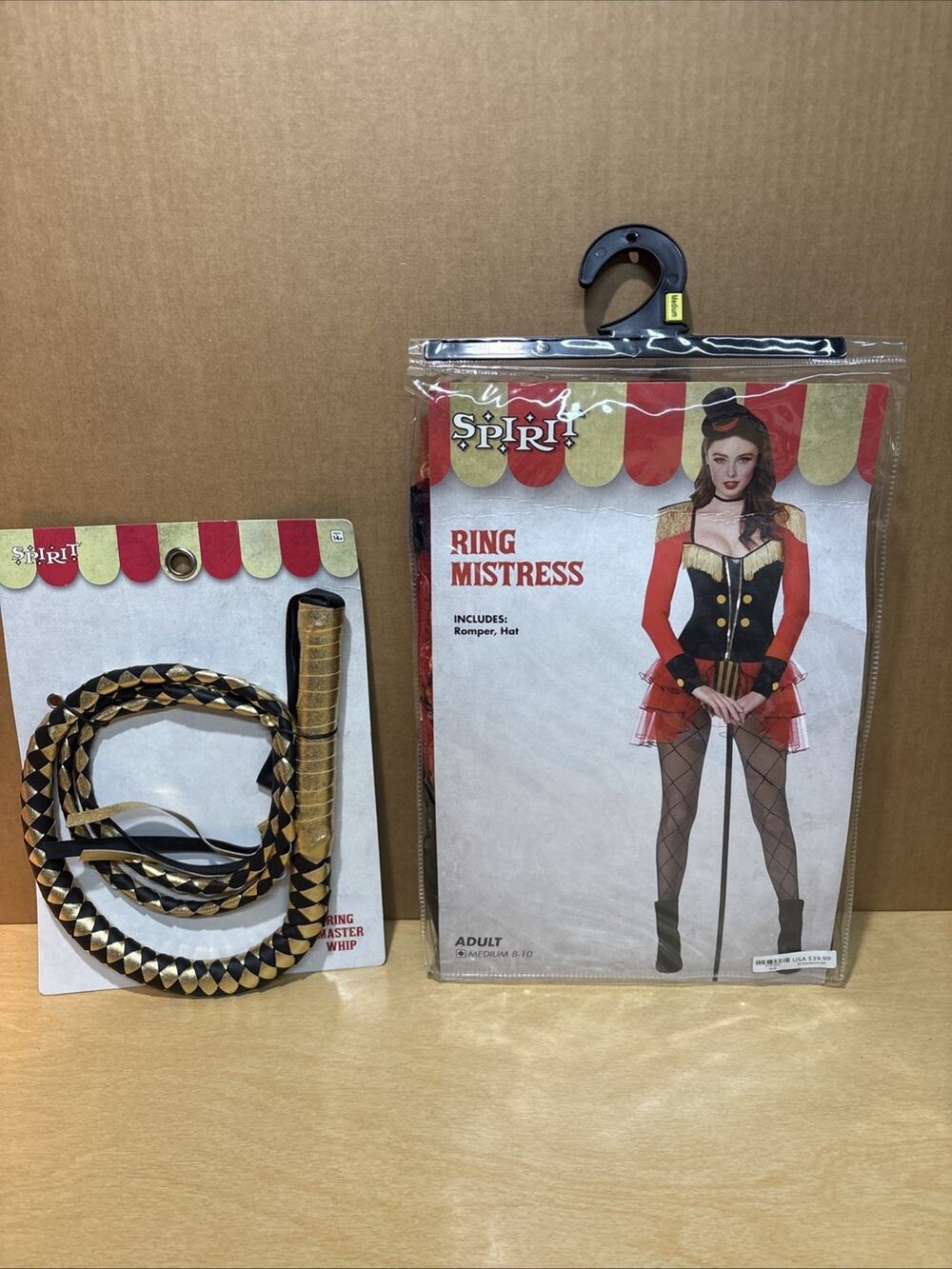 Spirit Circus Carnival Ring Mistress Halloween Costume Whip Adult Med 8-10 NEW